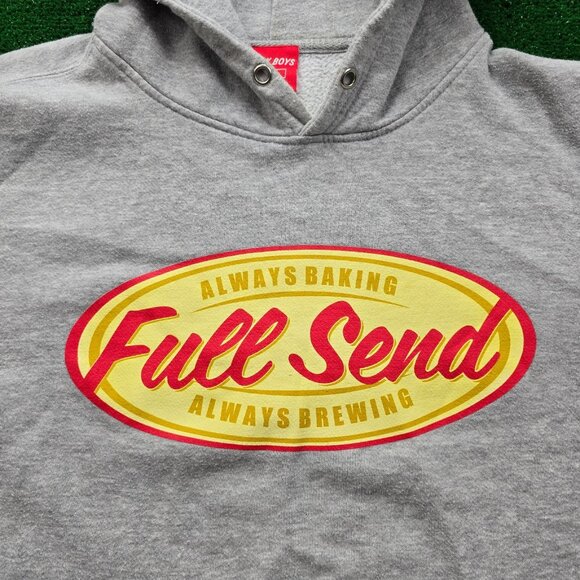 Full Send Sweater Hoodie Mens Large Gray Always Baking Always Brewing Casual - Picture 3 of 8